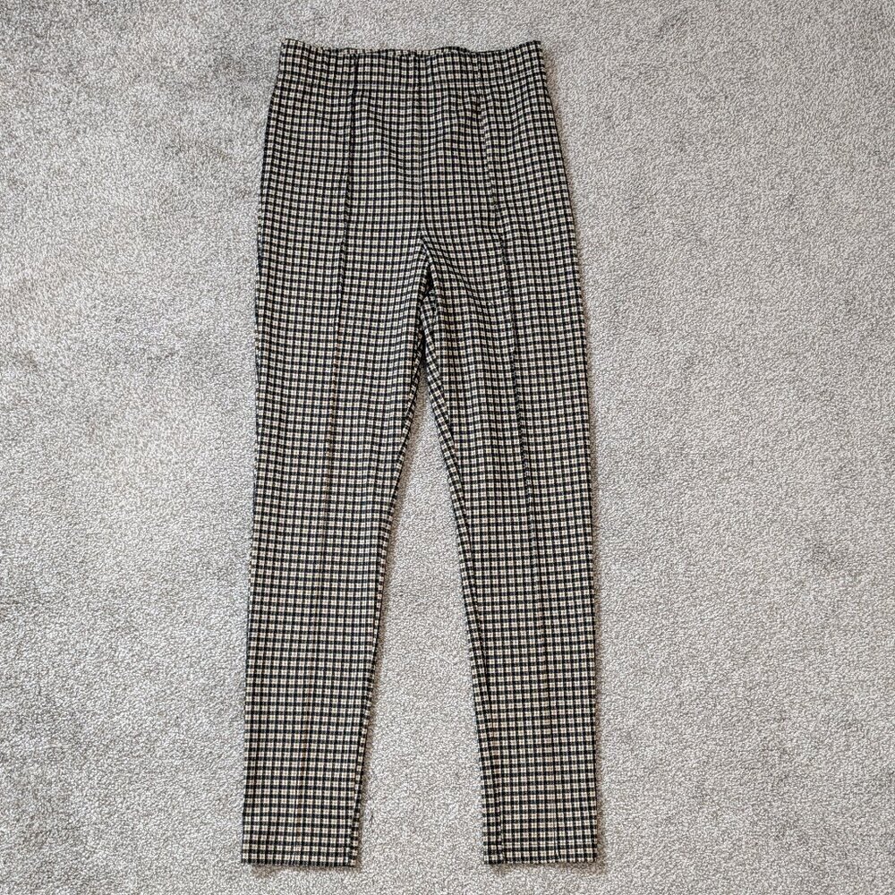 FOREVER 21 Brown Plaid High-Rise Pull-On Stretch Casual Ankle Pants; Size M